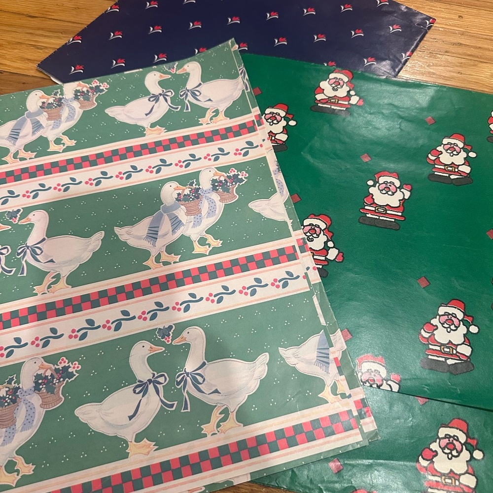 Vintage Holiday Goose / Duck Wrapping Paper